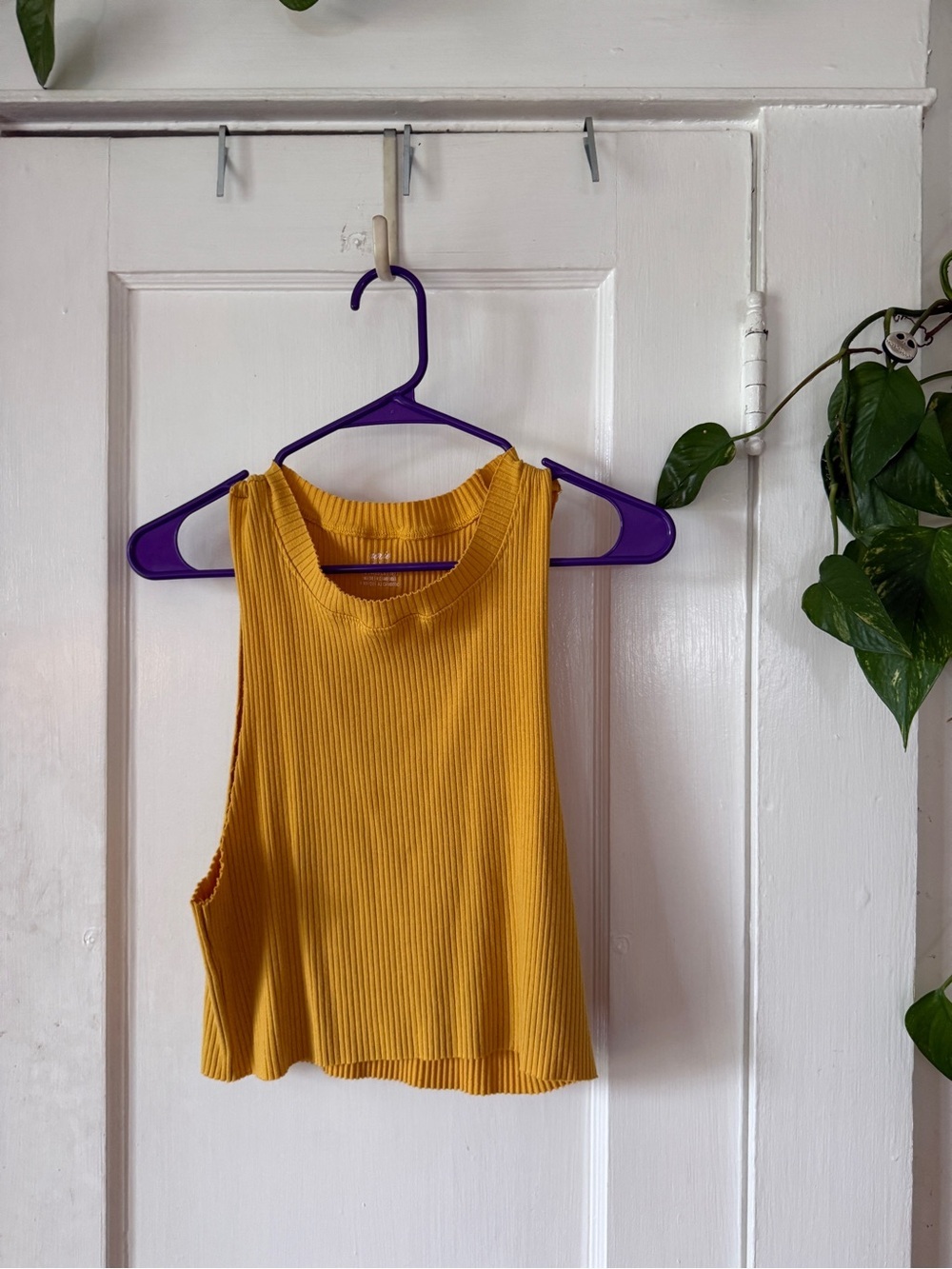 aerie Ribbed Crop Tank Top - Mustard